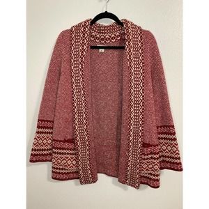 LUCKY BRAND Red and White Sweater Cardigan Size M